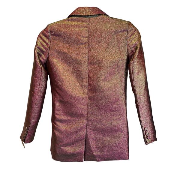 No Label Magenta & Gold Changeable Metallic Lamé Double Breasted Blazer Size - Picture 2 of 4